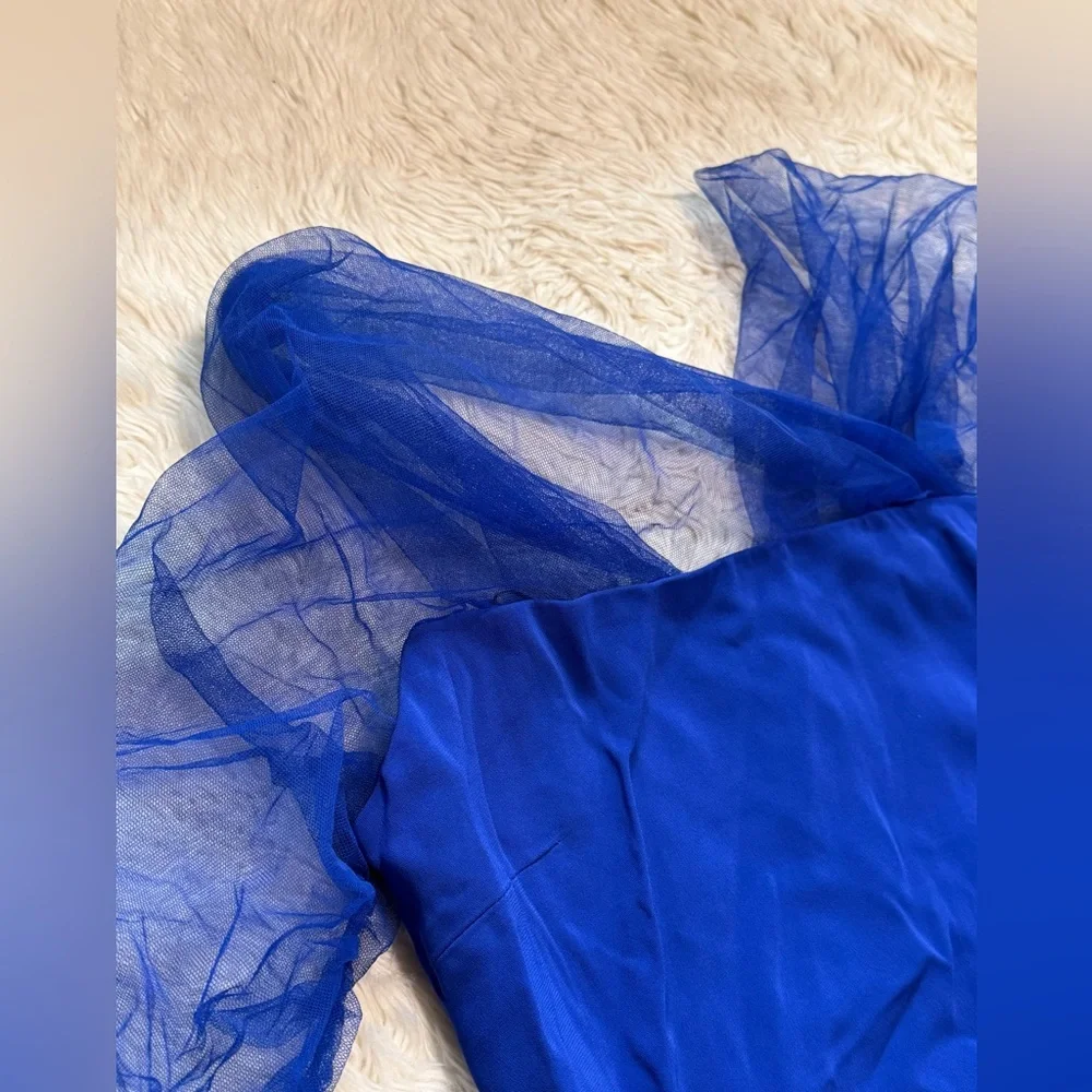 NWT Cushnie et Ochs Indigo Off Shoulder Tulle Pencil Dress - Size 0 - Picture 5 of 9